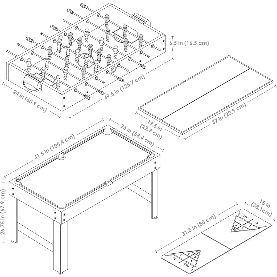 Sunnydaze 10-in-1 Game Table for Home Entertainment - Multi-Game/Billiards Push Hockey Foosball Ping