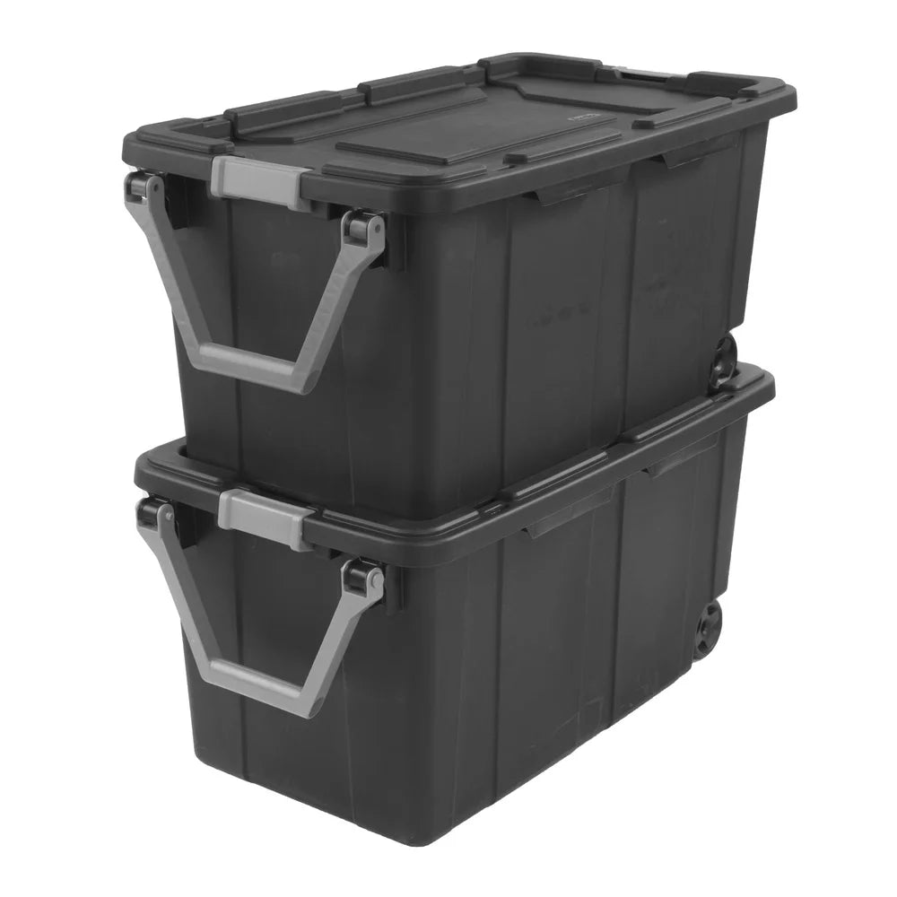 Extra Large 40 Gallon Wheeled Storage Bin Durable Plastic Container with Drip Resistant Lid