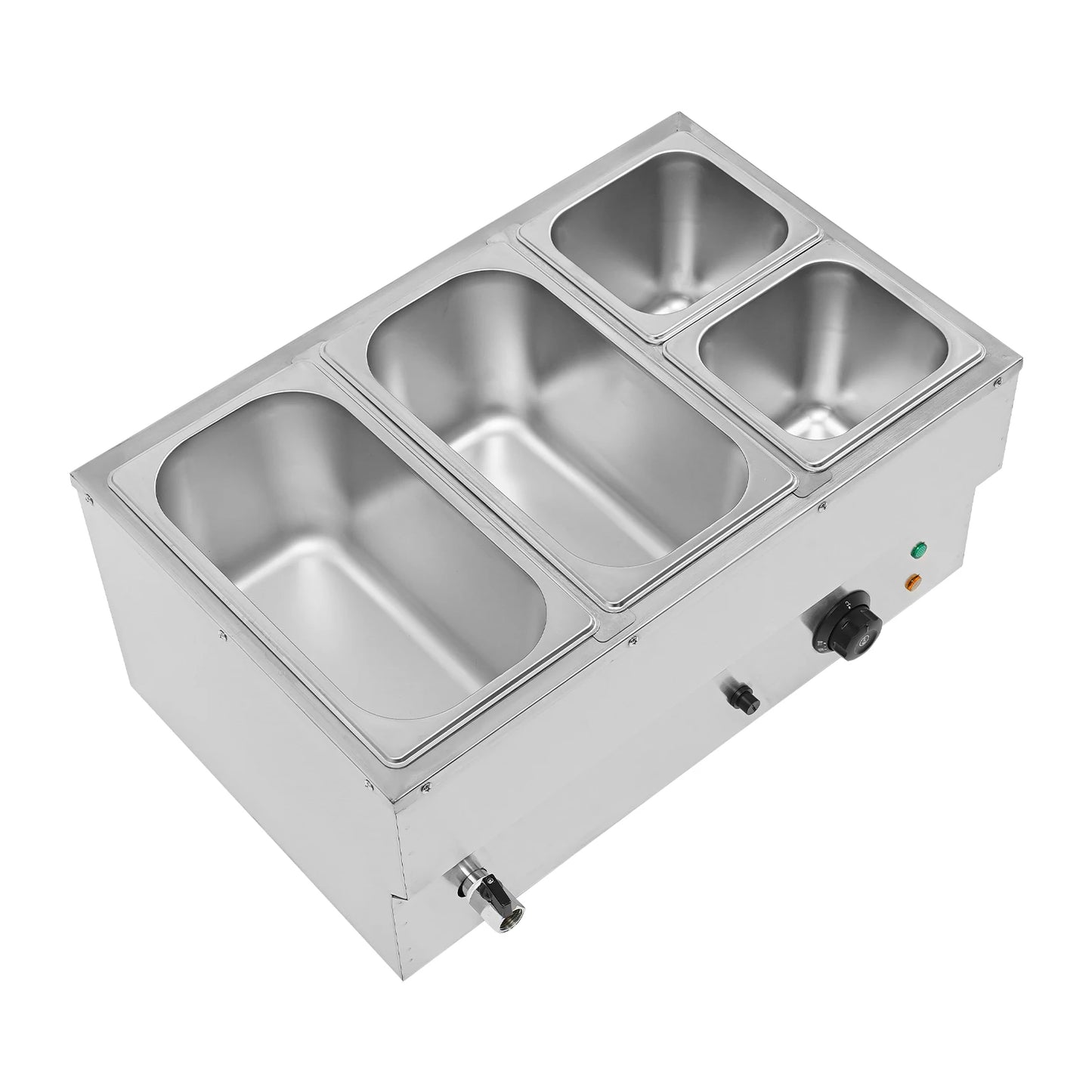 Electric 4-pan Food Warmer Commercial Stainless Steel Buffet Server Adjustable
