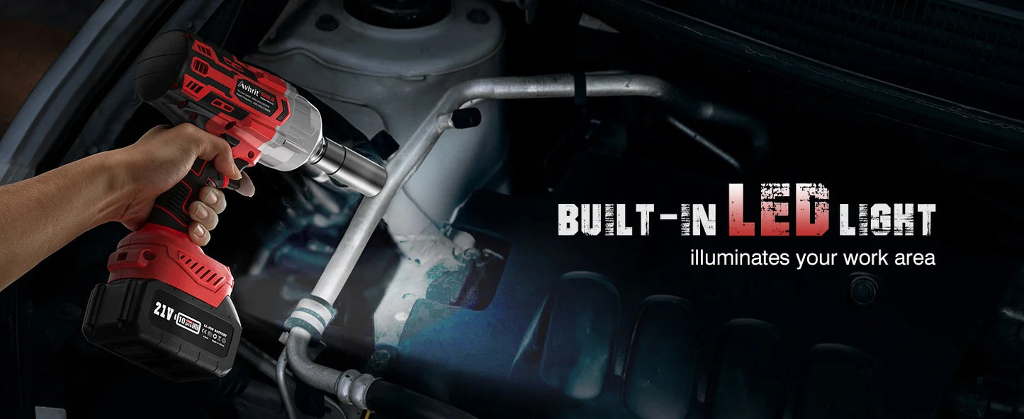 Avhrit Cordless Impact Wrench 1/2, High Torque 700Ft-lbs(950N.m)/2X 4000mAh Battery Fast Charger