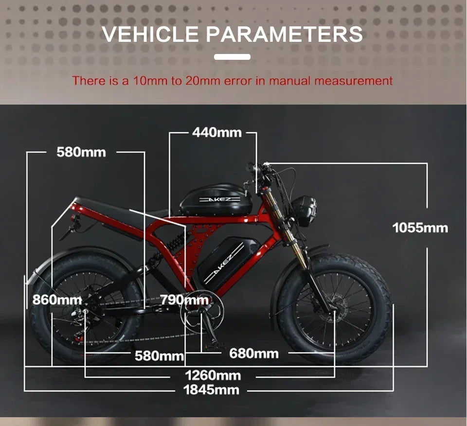 Ebike AKEZ King Kong1500W 48V 41AH dual battery, 20-inch fat tires, hydraulic oil brakes
