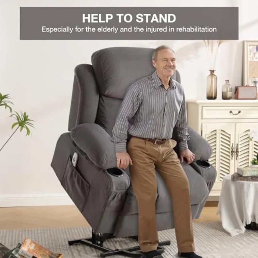 Power Lift Recliner Chair for Elderly with Vibration Massage and Lumbar Heating Electric Oversized