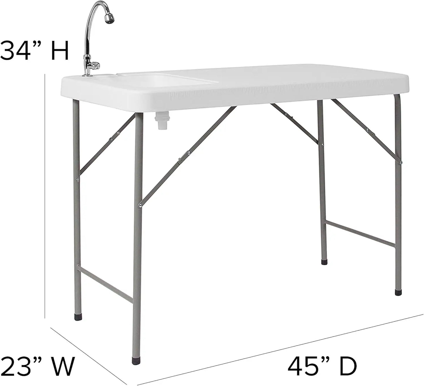 Wesley 4' Portable Fish Cleaning Table w/Sink, Outdoor Portable Folding Camping Sink Table w/Faucet