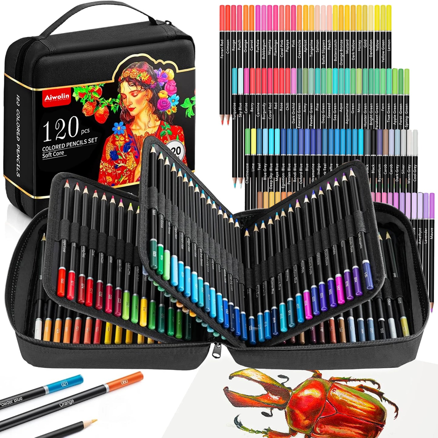 120 Colored Pencils, Professional Vibrant Artists Coloring Pencils Sketching Blending Shading