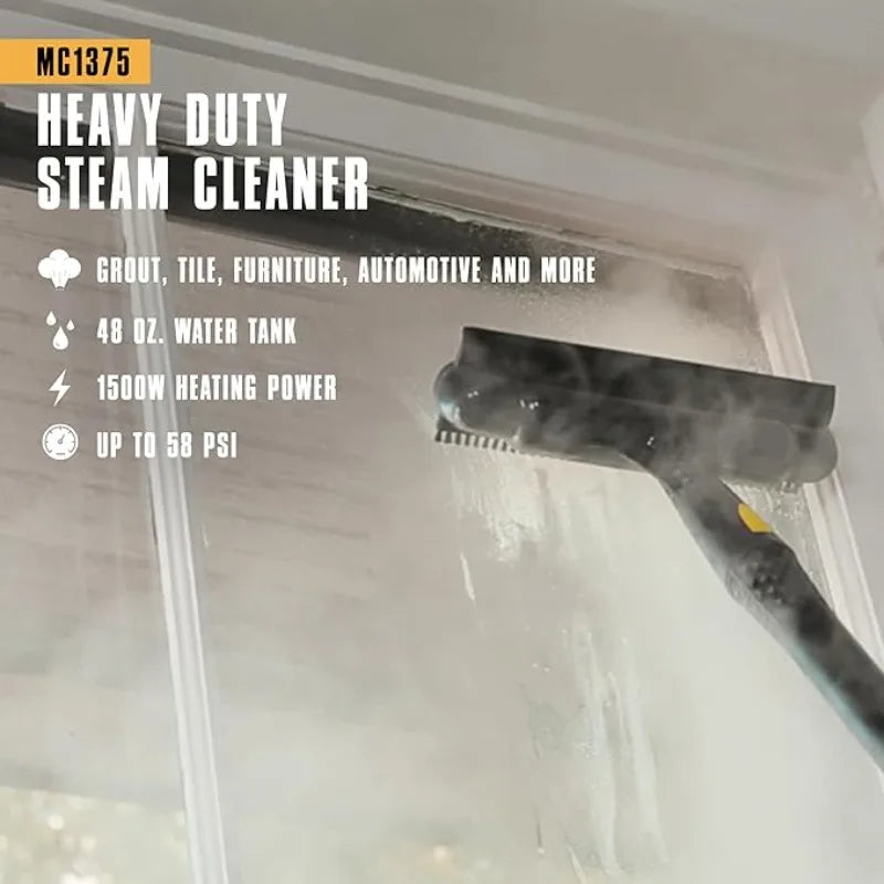 McCulloch MC1375 Canister Steam Cleaner w/20 Accessories, Extra-Long Power Cord, Chemical-Free