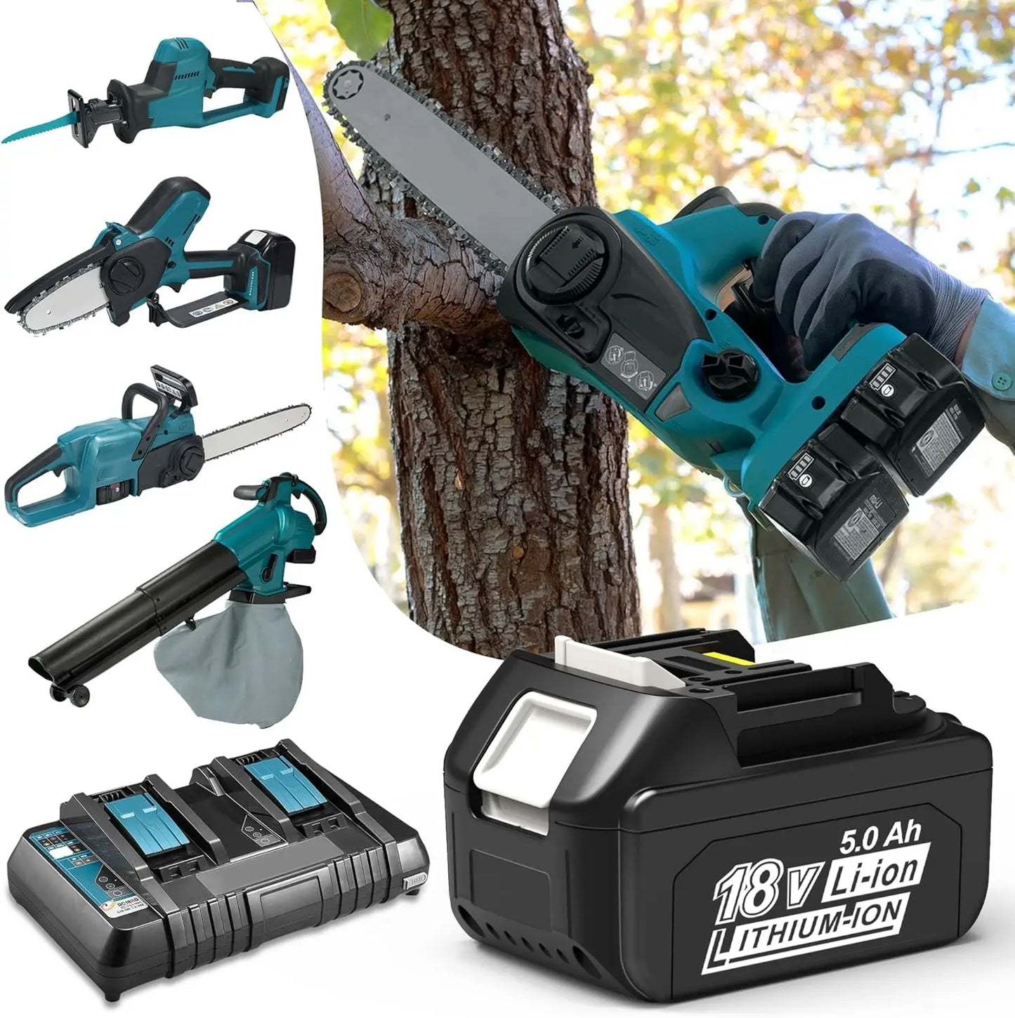 BL1850B 5000mAh 18V Battery& Charger for18v Power Tool  LED Li-ion LXT BL1830 BL1860