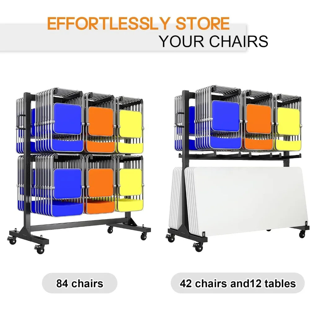 Folding Chair and Table Storage Cart for 84 Chairs or 12 Tables, 1100 lbs Capacity, Pneumatic Wheels