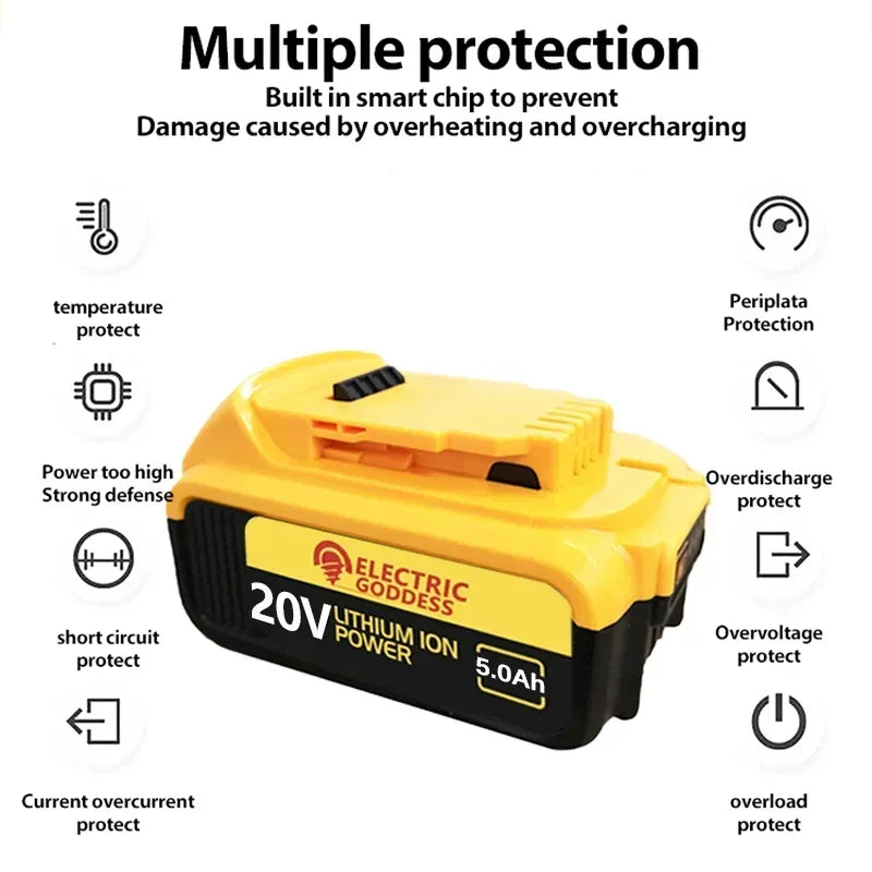 Lithium-ion Battery 20V 5Ah Battery Power Tools Lithium-ion Replacement Battery Dewalt 20V Battery