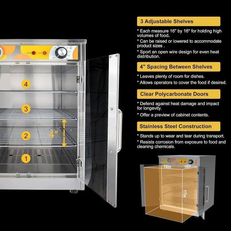 Electric Commercial Hot Box Food Warmer, Countertop Heated Holding Cabinet, Warming Oven