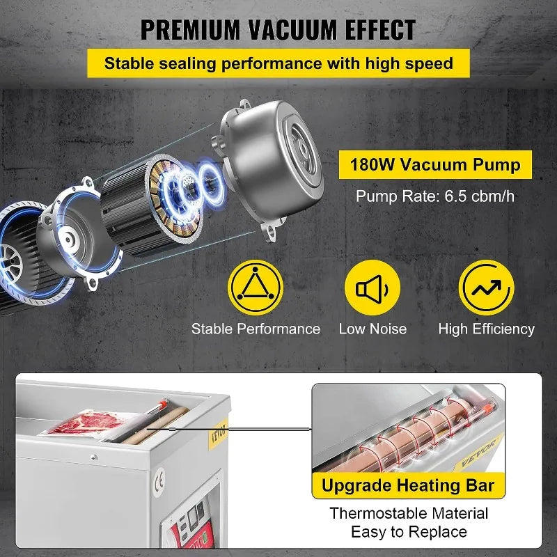 Chamber Vacuum Sealer, DZ-260A 6.5 m³/h Rate, Excellent Sealing Effect w/ Automatic Control, 110V