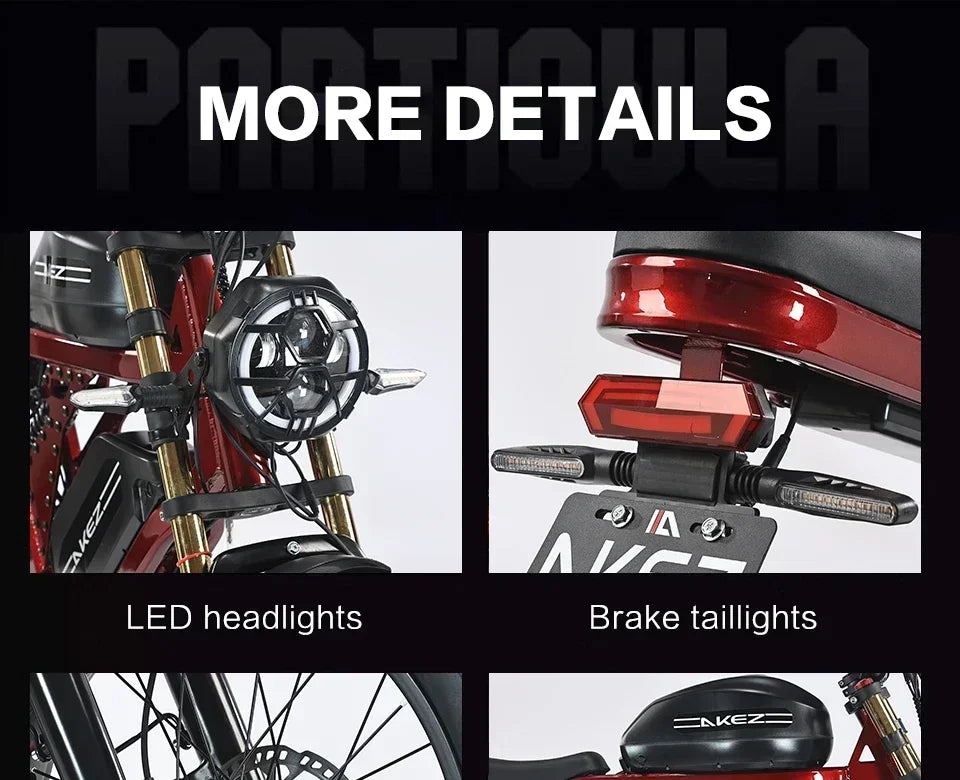 Ebike AKEZ King Kong1500W 48V 41AH dual battery, 20-inch fat tires, hydraulic oil brakes