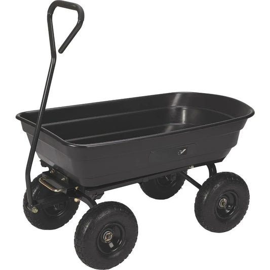 Poly Garden Dump Cart with Quick Release Mechanism, 600 Pound Capacity Yard Cart with 10 Inch Tires