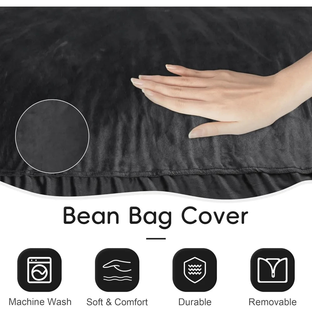 Bean Bag Chair: Giant 4' Memory Foam Furniture Bean Bag Chairs/Microfiber Cover - 4Ft, Black