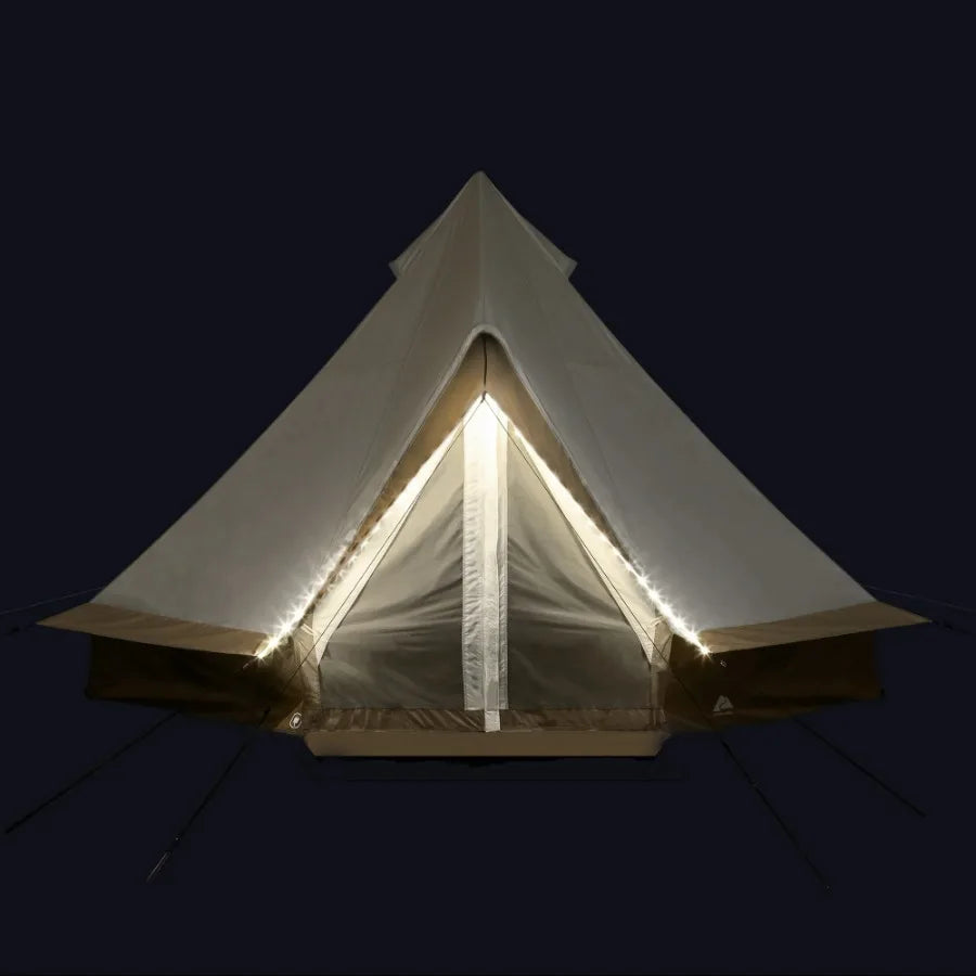 Ozark Trail 15' x 15' 8-Person Glamping Bell Tent with String Lights, 22.57 lbs -YURT