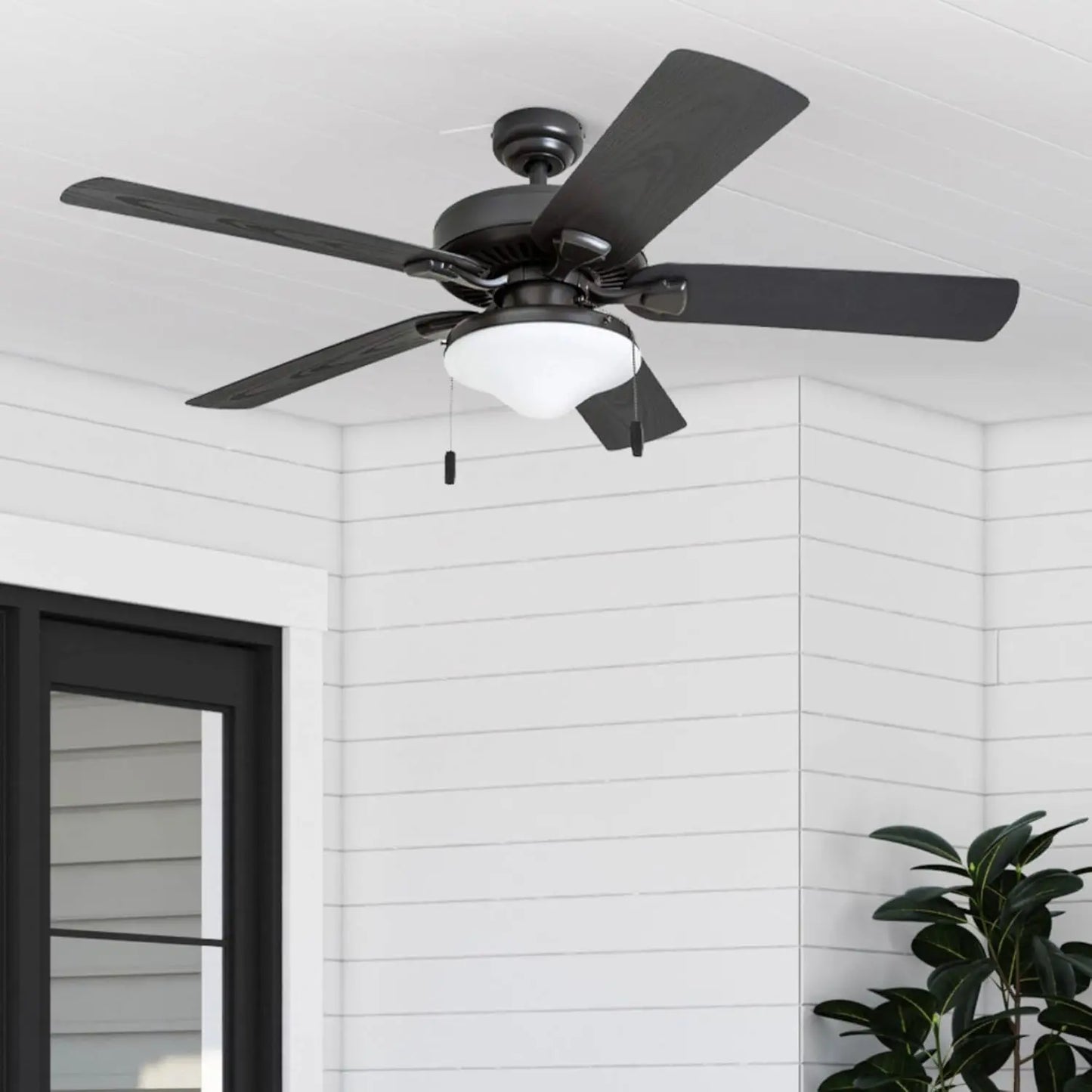 Honeywell Ceiling Fans Belmar, 52" Traditional Indoor Outdoor LED Ceiling Fan w/Light, Pull Chain