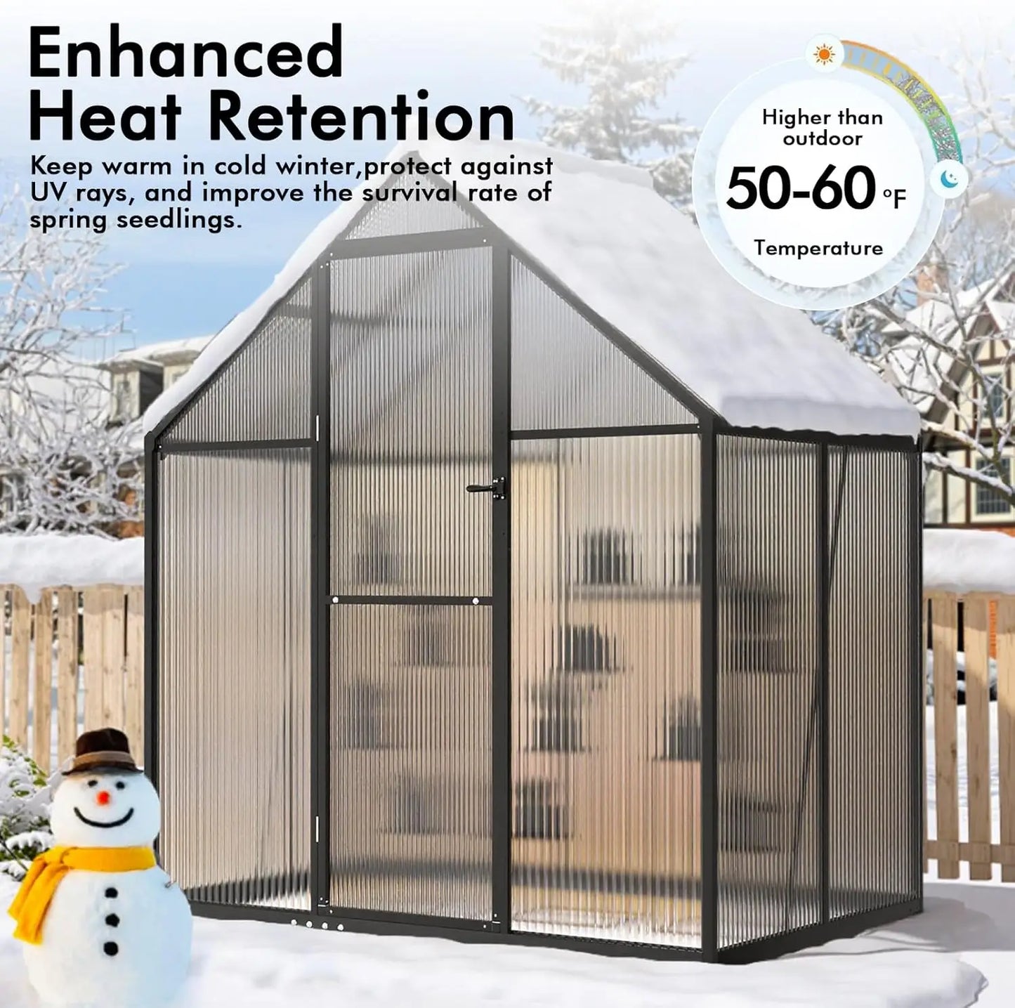 6×4FT Greenhouses for Outside, Walk-in Greenhouse for Outdoors and Winter Garden Planting
