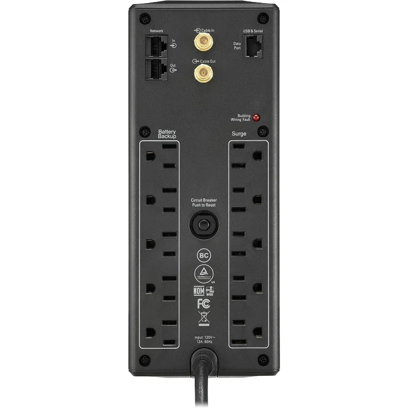 Battery Backup and Surge Protector, BX1500M Backup Battery Power Supply, AVR, Dataline Protection