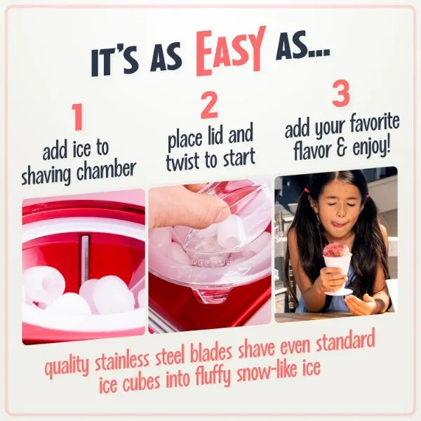 Nostalgia Snow Cone Shaved Ice Machine - Retro Table-Top Slushie Machine Makes 20 Icy Treats