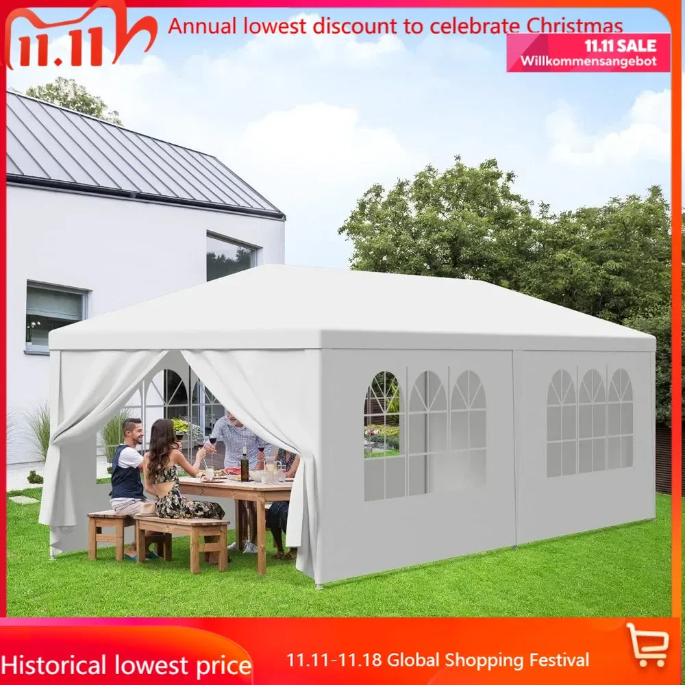 10 X 20 Outdoor Wedding Party Tent Camping Shelter Gazebo Canopy with Removable Sidewalls Easy Setup