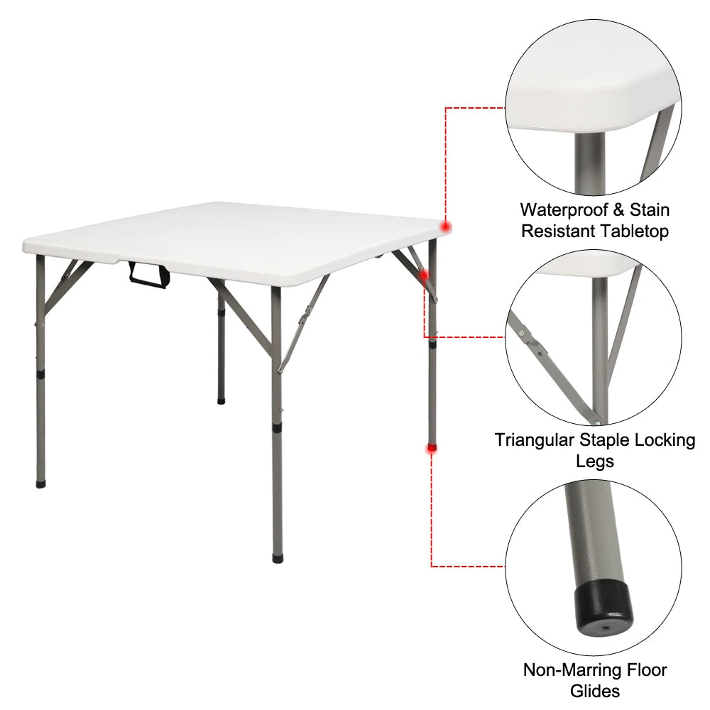 34 inch blow molded foldable square table portable square table, suitable for gardens and camping