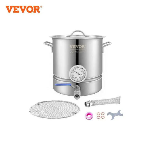 VEVOR Stainless Steel Kettle,5G Brewing Pot,Tri Ply Bottom Beer, Brew Kettle Pot, w/ Thermometer