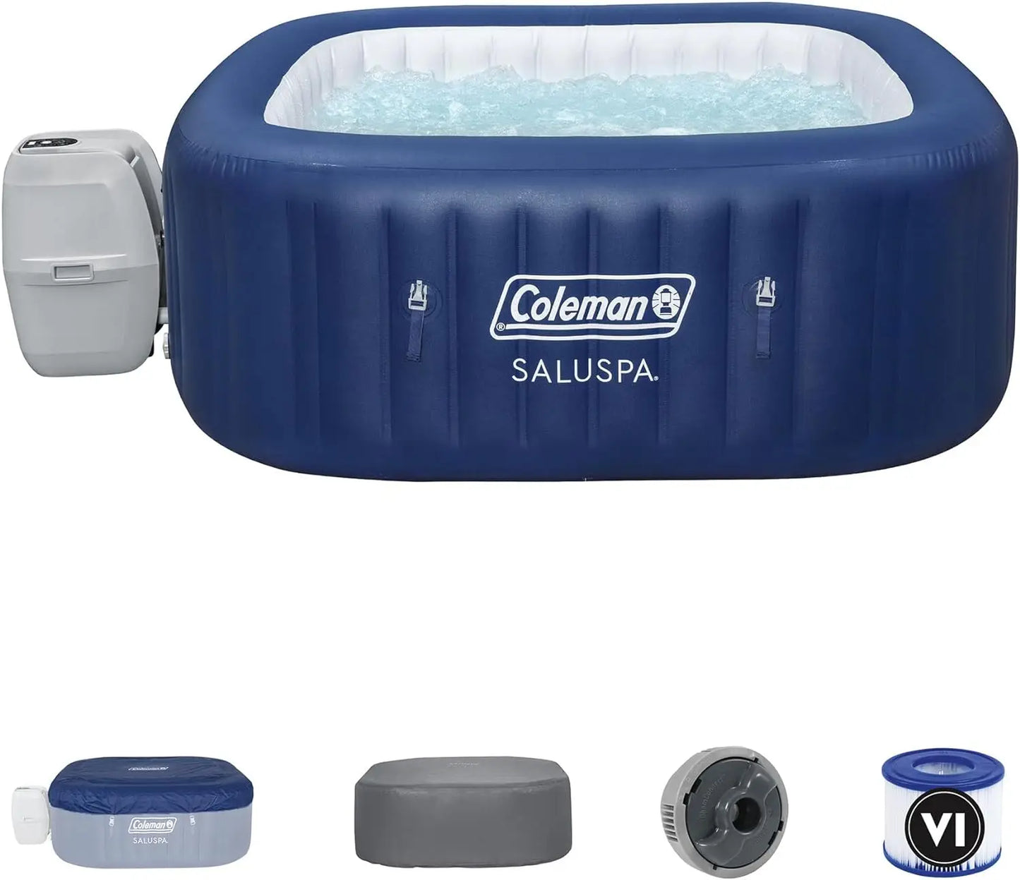 Atlantis AirJet 4 to 6 Person Inflatable Hot Tub Square Spa 114-140 Jets, COLEMAN SALUSPA