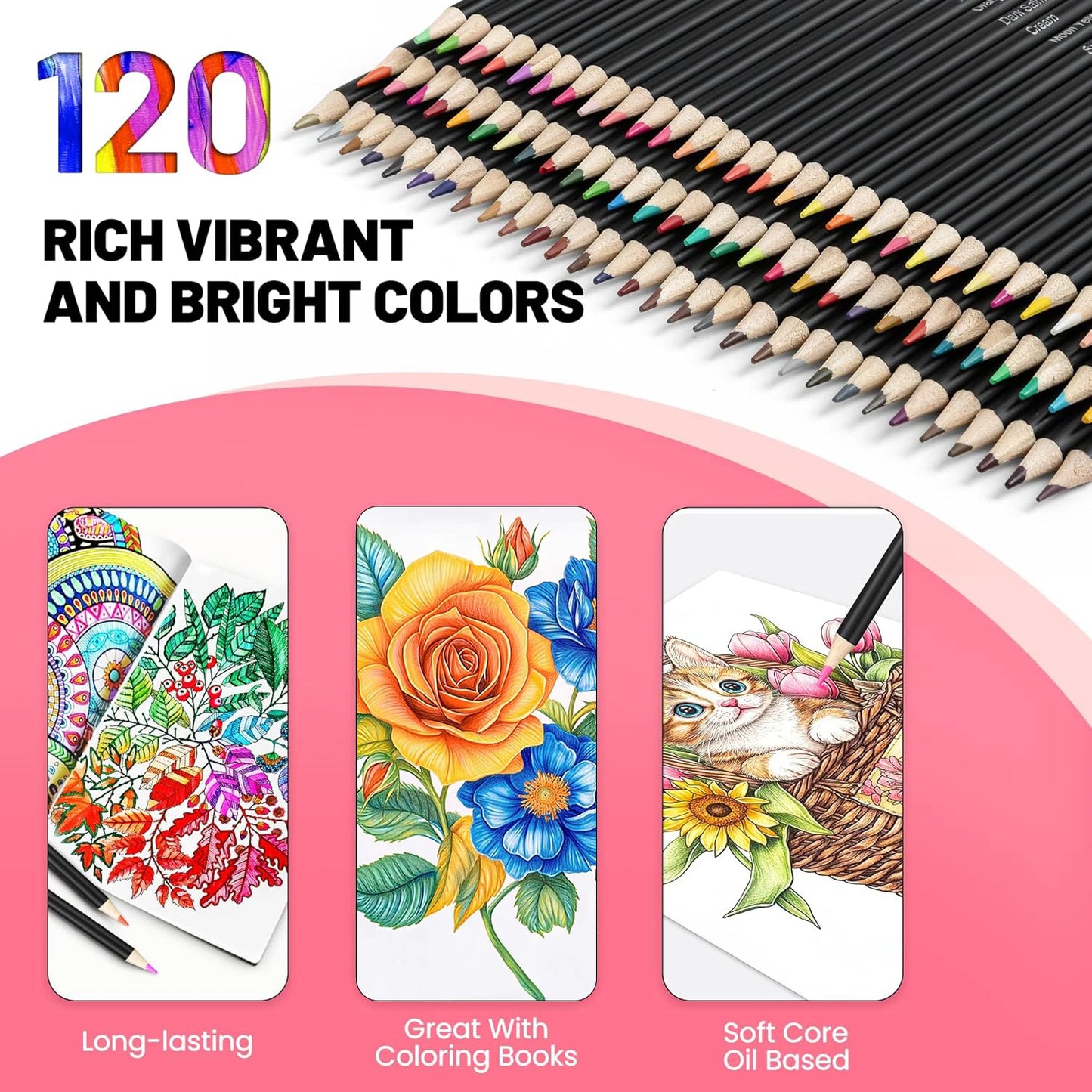 120 Colored Pencils, Professional Vibrant Artists Coloring Pencils Sketching Blending Shading