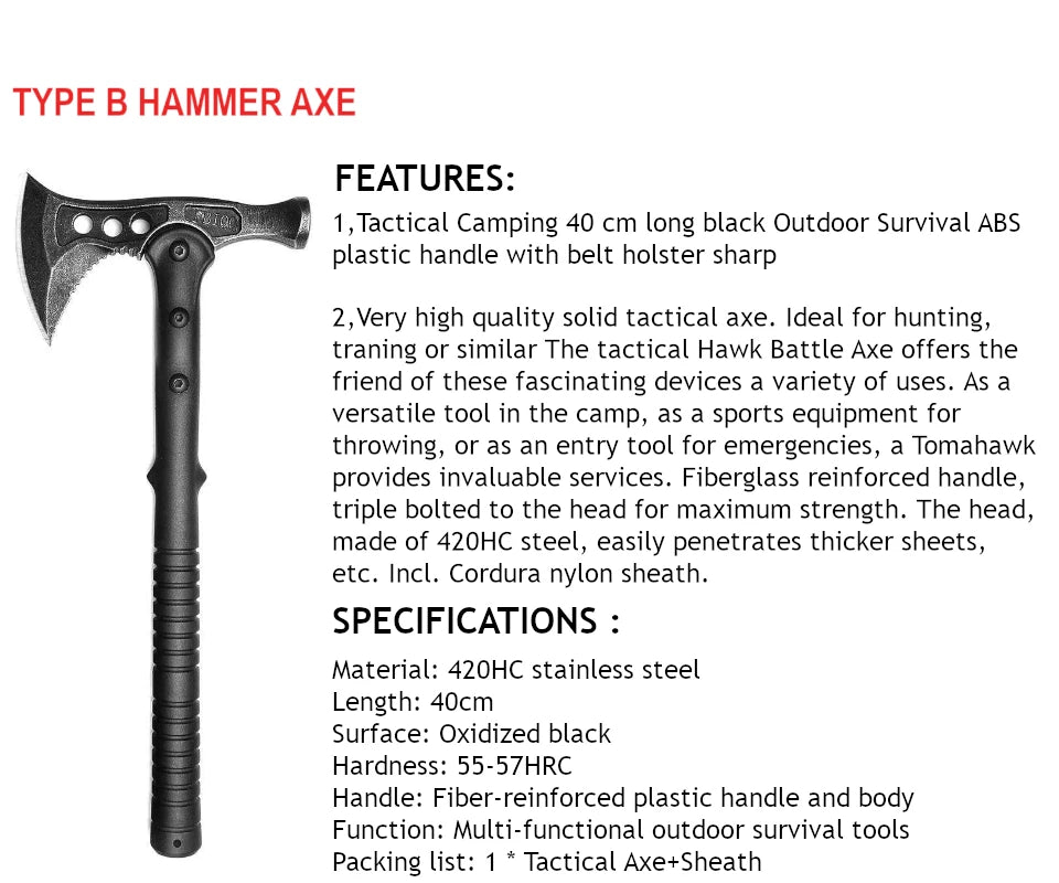 Survival Camping Axe Foldable Tactical Axe Multi Tool Kit Emergency Gear Tomahawk Wild Hatchet AX