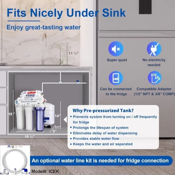 iSpring RCC7AK, NSF Certified 75 GPD, Alkaline 6-Stage Reverse Osmosis System, pH+ Remineralization