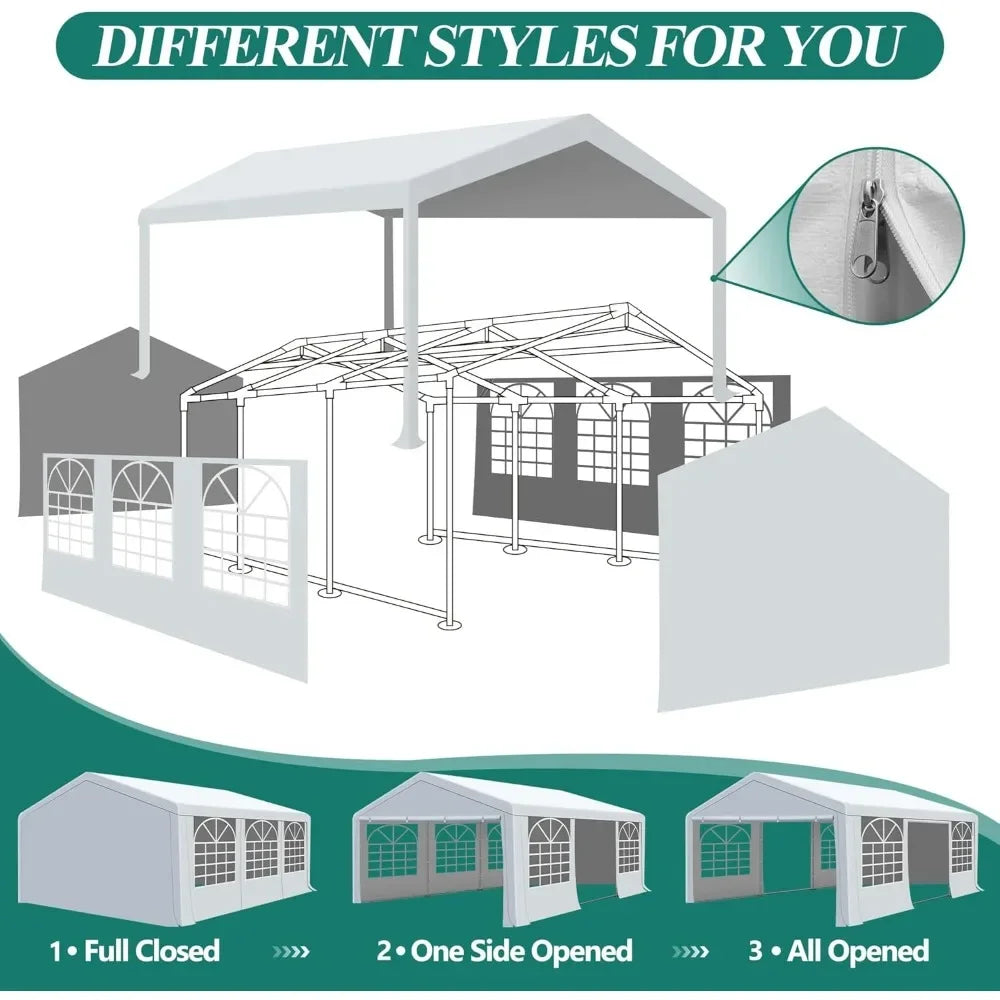 20' x 20' Canopy Party Tent & Carport - Heavy Duty Outdoor Wedding Gazebo /4 Sand Bags, Event Canopy