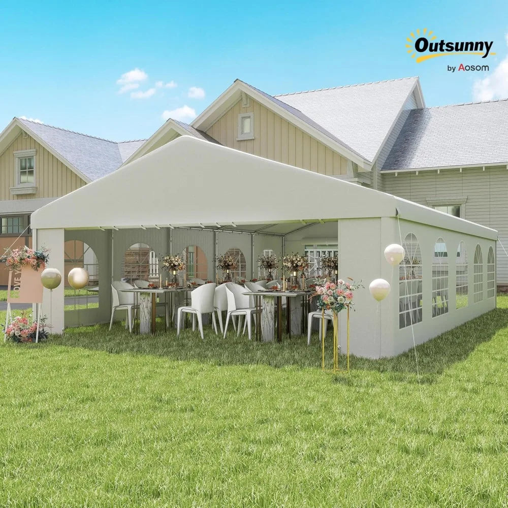 20 x 32 ft OUTSUNNY Heavy Duty Party Tent Outdoor Gazebo Wedding Tent Event Shelter Carport BBQ