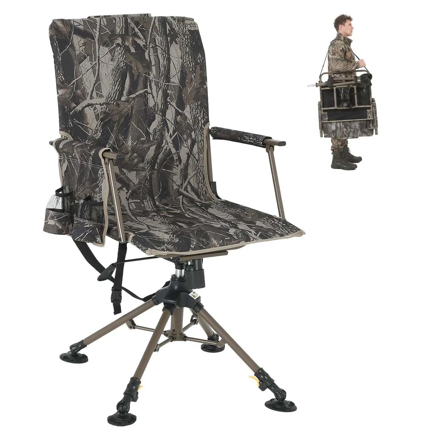 Portable Camouflage Hunting Chair, Folding Lightweight Outdoor Camping Stool/Stainless Steel Frame