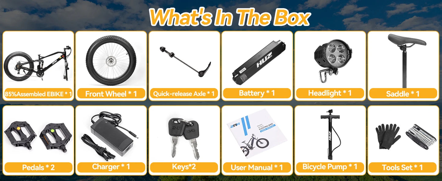 1000W Electric Bike/Fat Tire Ebike 26MPH, 48V 13Ah Battery,26"x4" Electric Mountain Bike, 7-Speed