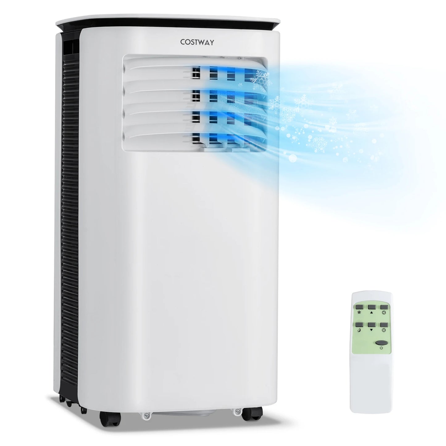 COSTWAY 9,000 BTU Portable Air Conditioner w/ Dehumidifier & Fan 3-in-1 Rolling AC Unit