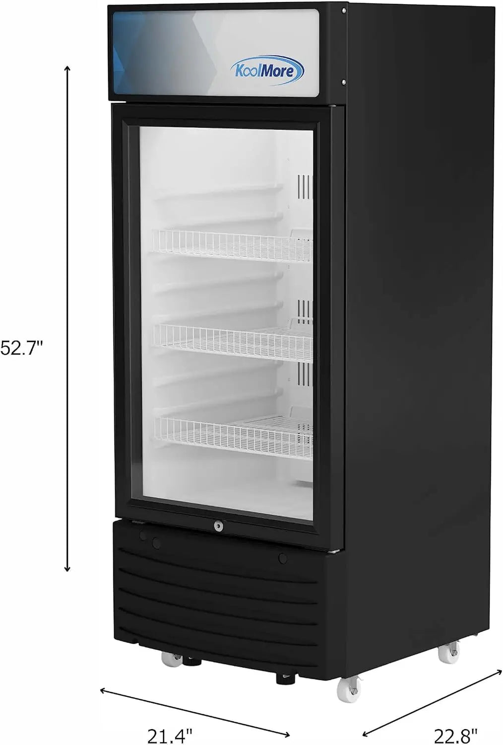 KOOLMORE Commercial One Glass Door Upright Beverage Refrigerator Cooler 22.8" x 21.4"  x 52.7"