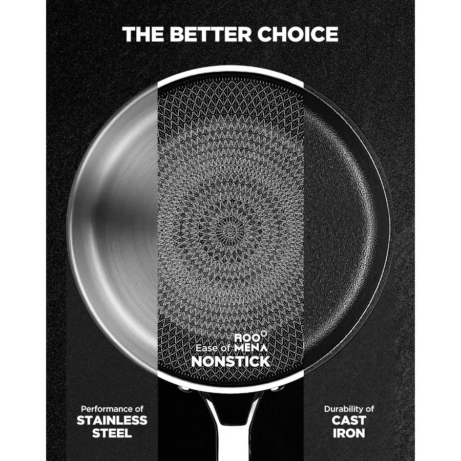 Pots and Pans Set Hybrid Stainless Steel 17PC Nonstick TriPly Cookware Frying pan PFOA Free