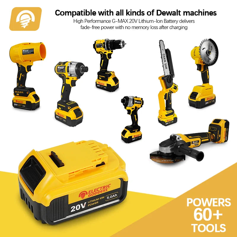 Lithium-ion Battery 20V 5Ah Battery Power Tools Lithium-ion Replacement Battery Dewalt 20V Battery