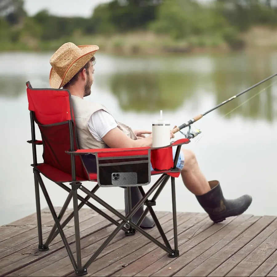 Oversized Folding Camping Chair for Adults 450lbs Support Heavy Duty Portable Lawn Chairs