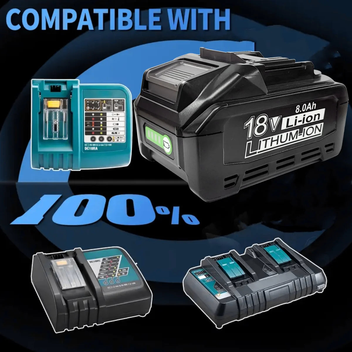 4/2/1pc 8.0Ah BL1860B Makita 18V Compatible w/Makita 18 Volts BL1860 BL1820 1830B 1840B 1850B BL1825