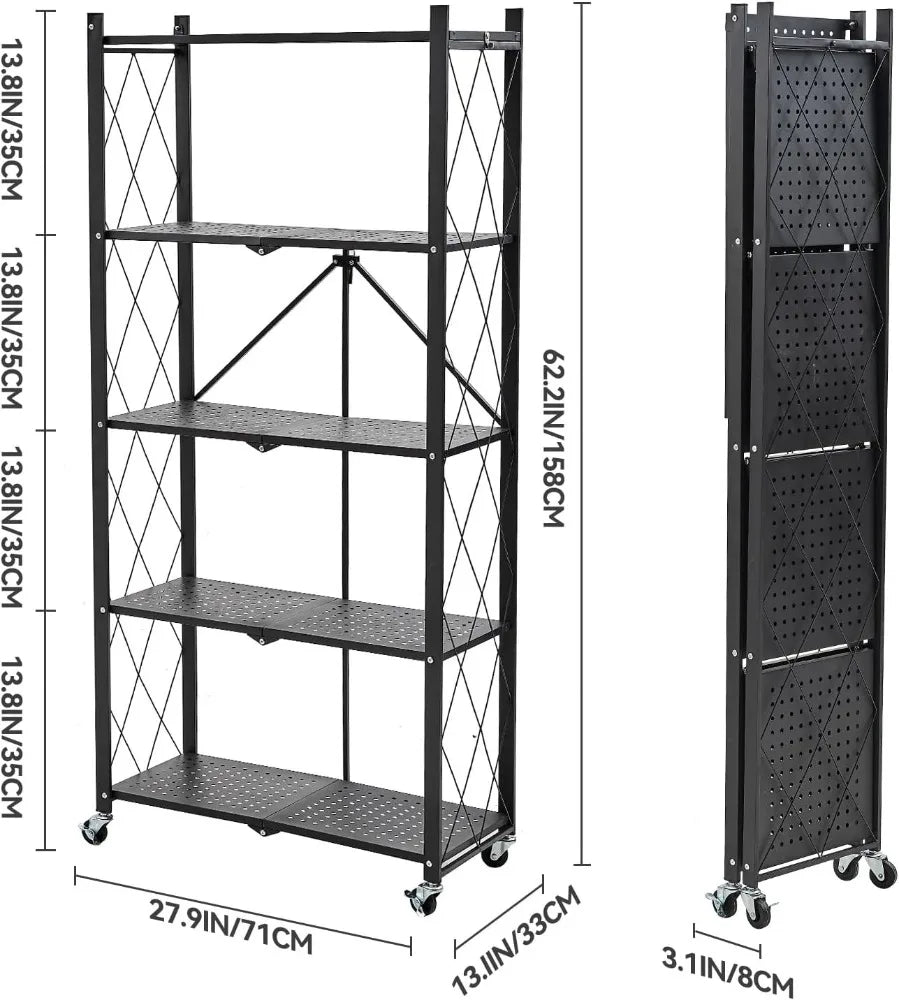 BRIAN & DANY Metal Storage Shelves - 4 Tier Shelving Unit, Folding Display Shelf Racks No Assembly