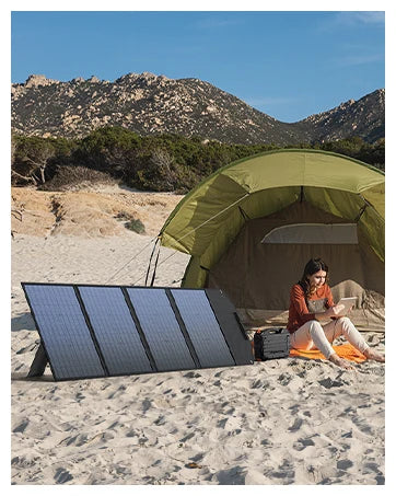 Portable Power Station w/Built-in Solar Panel 614WH/192000mAh LiFePO4 Battery Pack,600W AC/DC/USB/PD