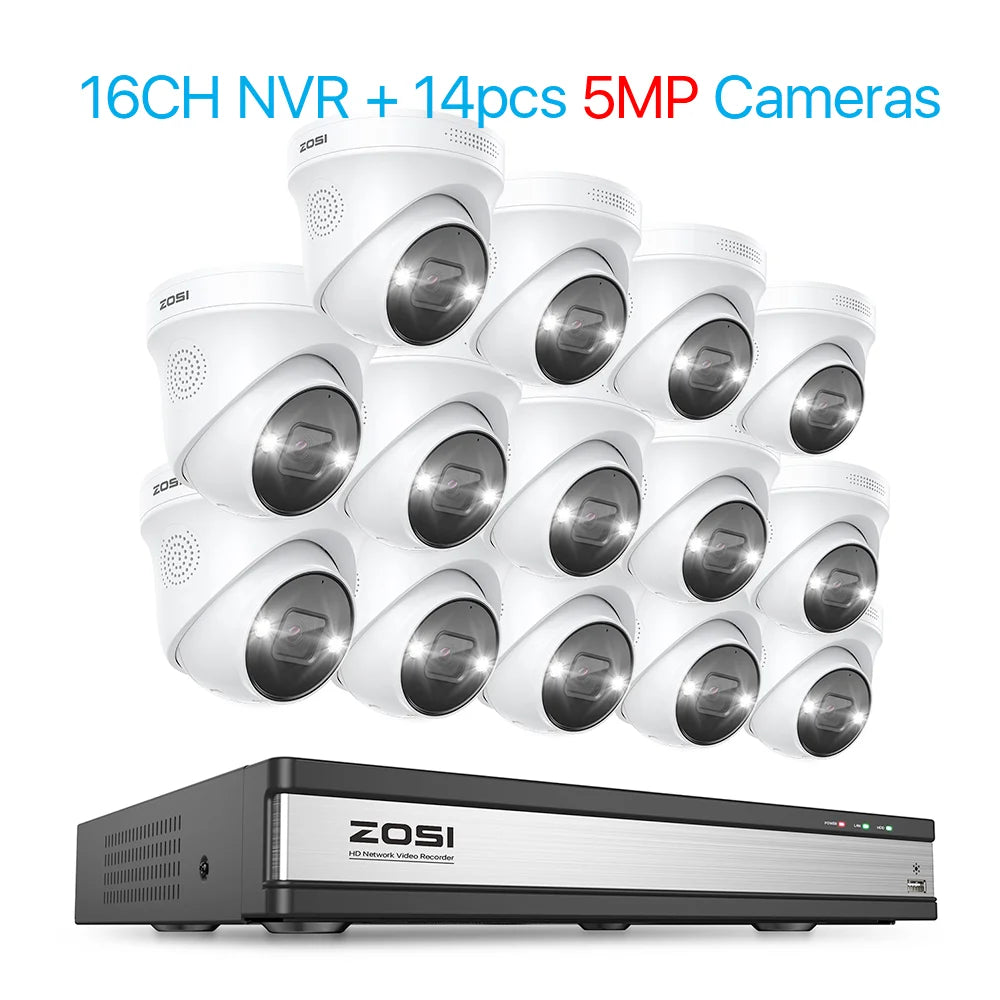 ZOSI 4K POE Security Camera System 8MP Ultra HD 16CH NVR Two Way Audio Color Night Vision CCTV