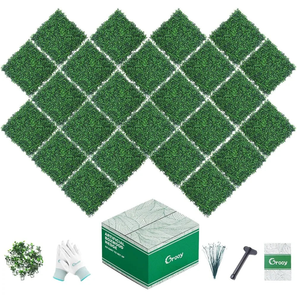 24PCS Boxwood Panels, 20"x20" Grass Wall, Plant Wall, Grass Backdrop Wall, Privacy Screen