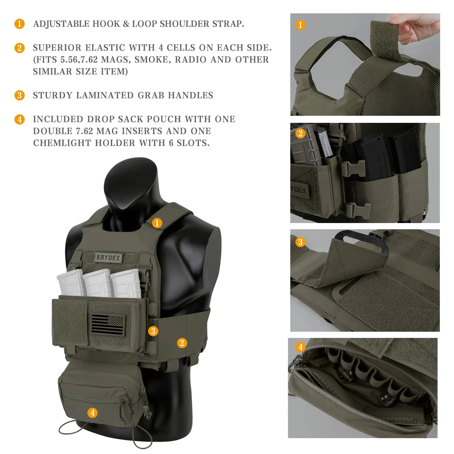 KRYDEX Low Vis Slick Plate Carrier Tactical Vest W/Elastic Cummerbund Micro Fight MK3 Vest