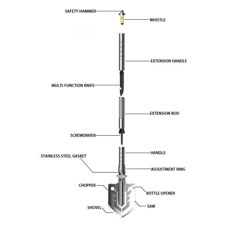 Outdoor Survival Shovel Portable Tactical Shovel Set Garden Multi-Tool Military Fold Up Shovel