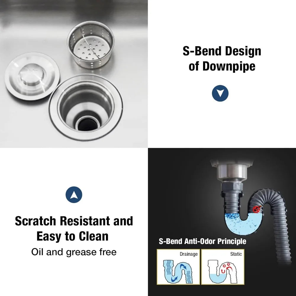 304 Stainless Steel Sink 2 Compartment Free Standing Utility Sink Commercial Restaurant Kitchen Sink