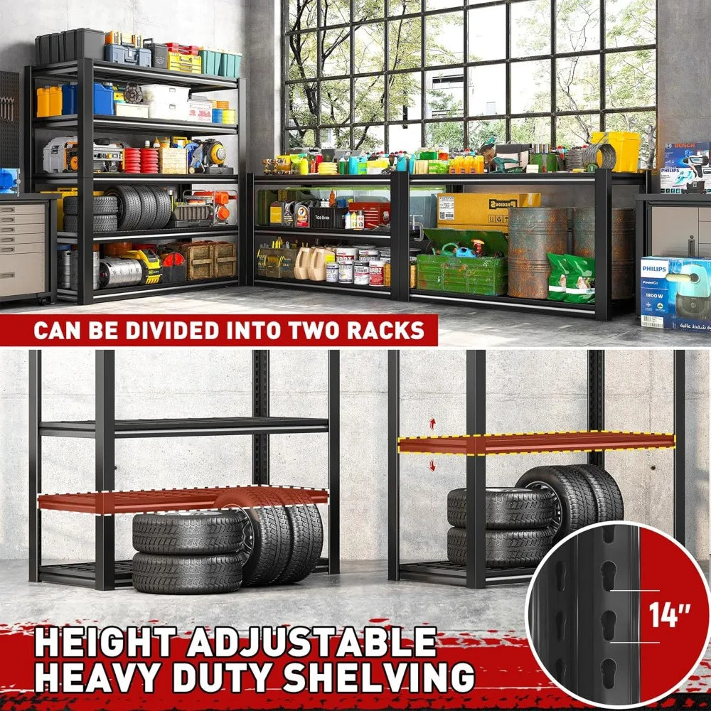 Garage Shelving 3000LBS Storage Shelves Heavy Duty Shelving Adjustable 5-Tier Industrial Metal