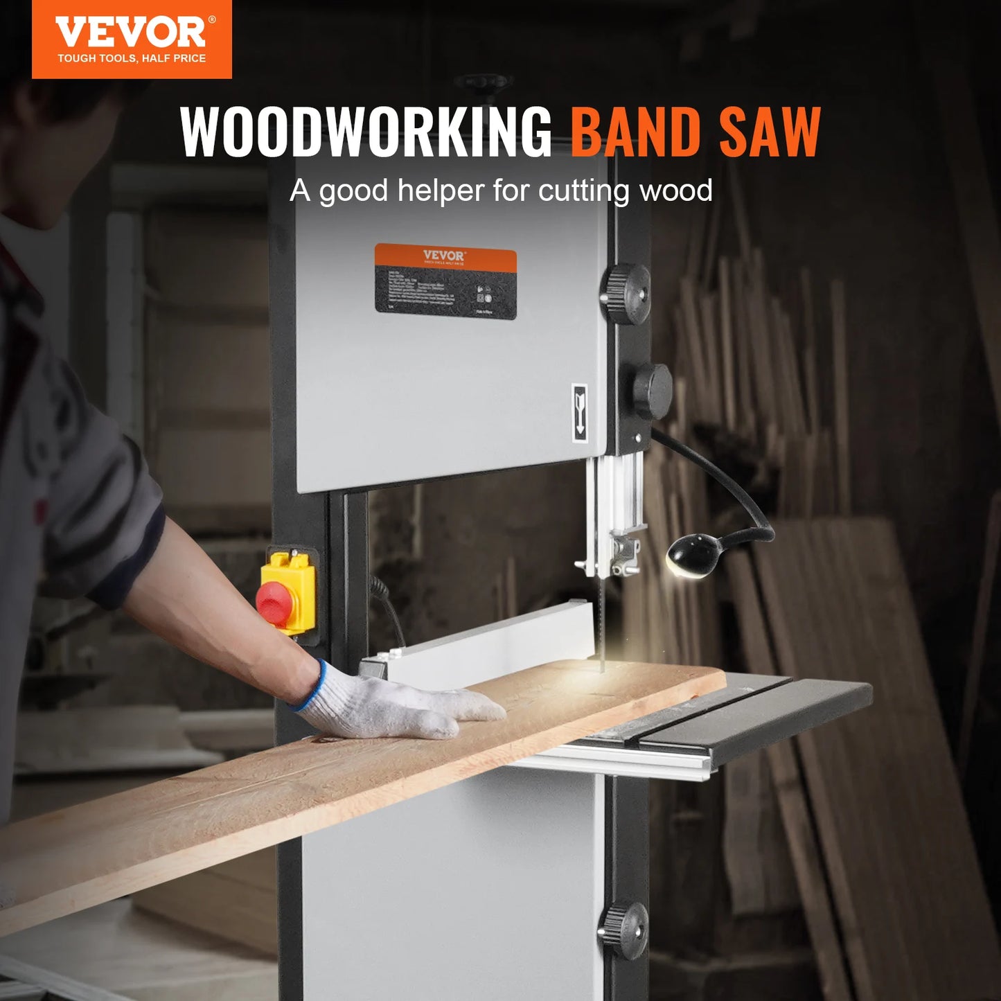 VEVOR 10/14Inch Band Saw 2-Speed Continuously Viable Benchtop Bandsaw with Optimized Work Light