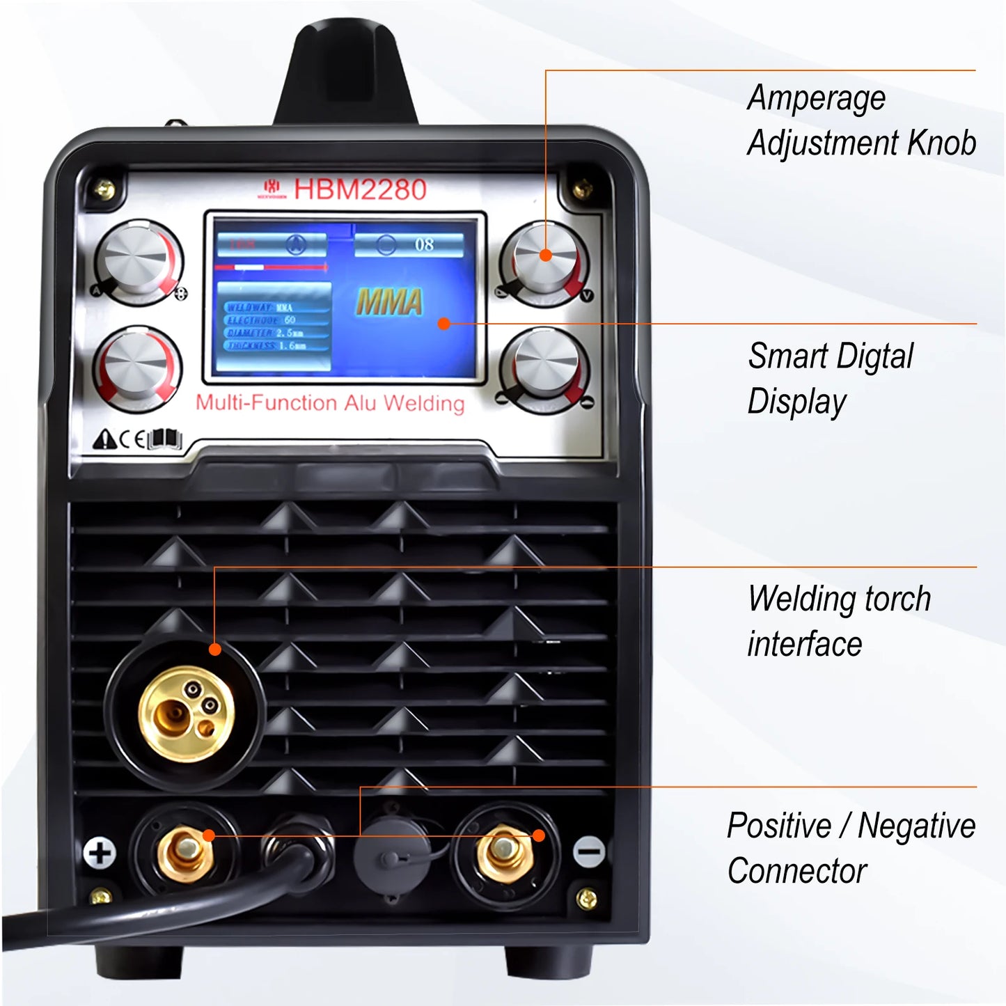 HZXVOGEN 4 In 1 HBM2280 200A Synergy Inverter Welder Gasless Gas MIG Aluminum ARC MMA Tig Tools