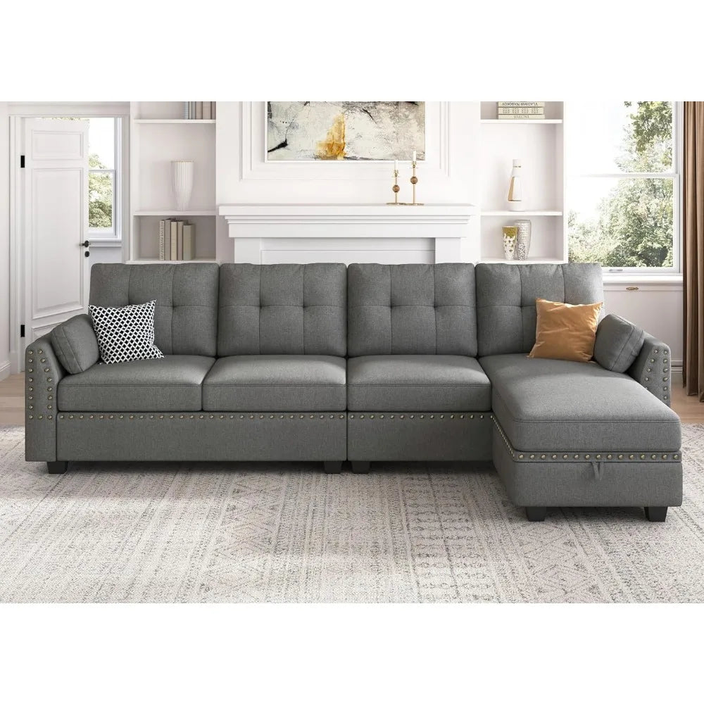 Sofa Living Room Sofas Reversible Sectional Sofa L-Shape Sofa Convertible Couch 4-Seater Sectional